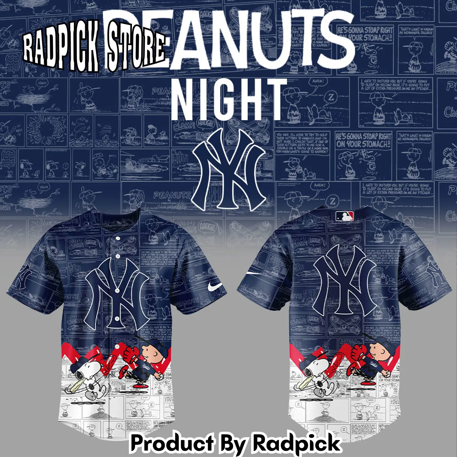 Radpick new york yankees 75th anniversary of peanuts baseball jersey rp127239